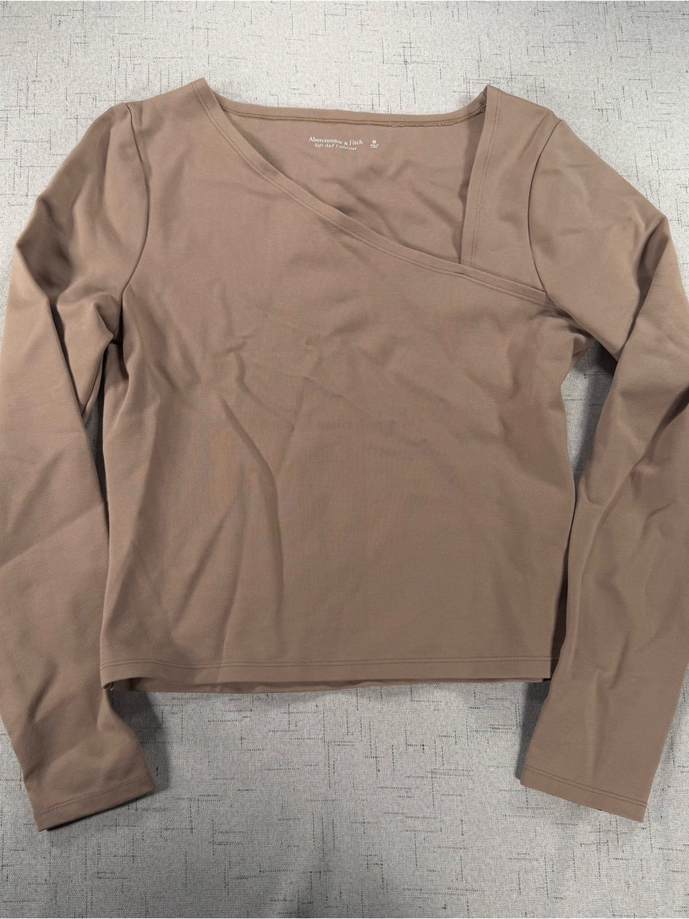 Abercrombie & Fitch Women's Asymmetric Long Sleeve Top - Taupe Brown